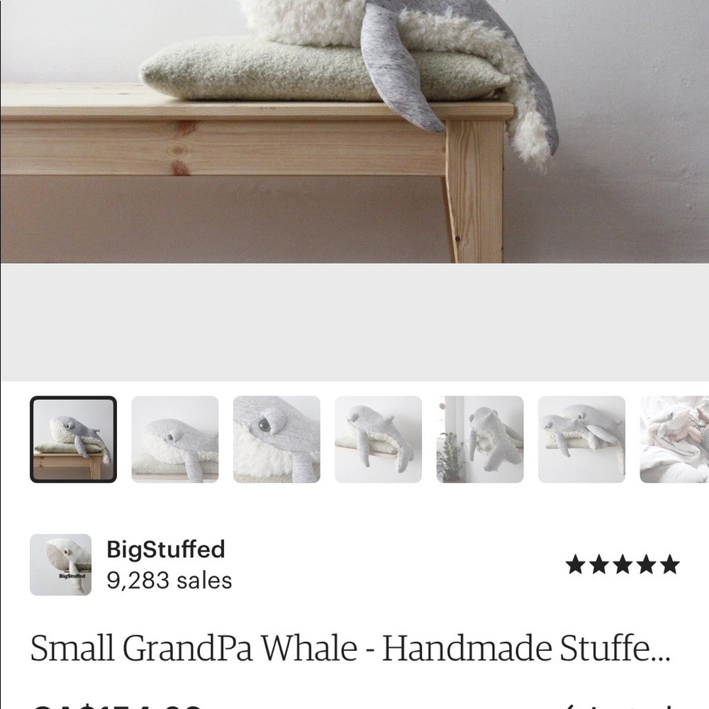 Plush whale - big stuffed handmade in France
